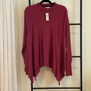 t.la for Anthropologie Dark Red Long Sleeve Top